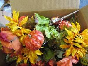 box of peony and sunflower bouquets...