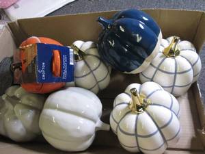 7 ceramicglass pumpkins...