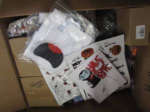 box of halloween bags, lights and m...