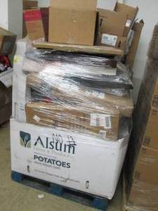 pallet of window blinds and many mo...