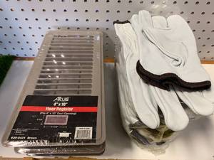 One Dozen New Large Leather Gloves & 3 Vent Covers