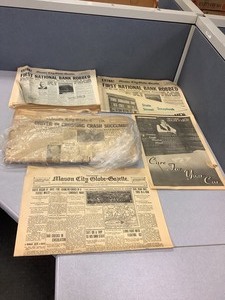 lot 1-116 image: Historic Newspaper, local coverage of Dillinger robbery
