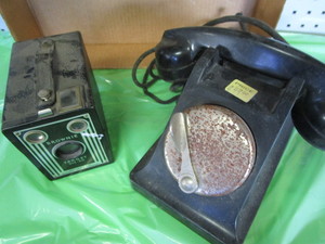 lot 200 image: Bakelite Phone, Brownie Camera