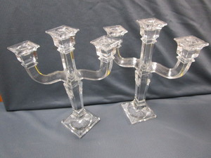 lot 383 image: Versace Crystal Bowl & Candle Stands