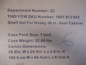 lot 28 image: Husky 2-Pack Steel Shelf Set in Black (36 in. W x 21 in. D) for Ready-to-Assemble 36 in. Garage Gear Cabinet