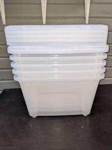 lot 38 image: 5 IRIS USA 19 Qt. Plastic Storage Containers with Durable Lids and Secure Latching Buckles