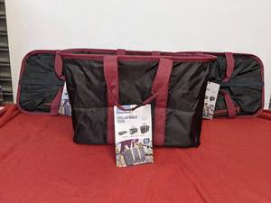 lot 79 image: Clevermade SnapBasket Collapsible Shopping Bags with Reinforced Bottom and Zippered Lid, Set of 3