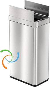 lot 14 image: iTouchless, 68 Liter Wings-Open Sensor Trash Can with AbsorbX Odor Filter & Pet-Proof Lid, Stainless Steel, 18 Gallon