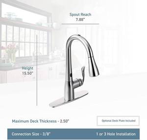lot 94 image: Moen 7594ESRS Arbor Motionsense Two-Sensor Touchless One-Handle Pulldown Kitchen Faucet