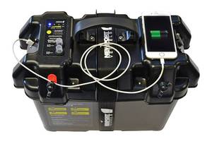 lot 97 image: Newport Vessels Trolling Motor Smart Battery Box Power Center with USB and DC Ports