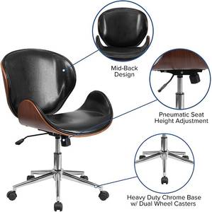 lot 65 image: Flash Furniture Mid-Back Walnut Wood Conference Office Chair, Black