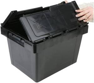 lot 70 image: Mind Reader CRATE-BLK 16 Quart, 4 Gallon, Storage Bin, Stackable Heavy Duty Storage Crate, Black (7) SEVEN UNITS