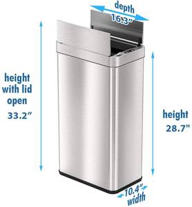 lot 72 image: iTouchless, 68 Liter Wings-Open Sensor Trash Can with AbsorbX Odor Filter & Pet-Proof Lid, Stainless Steel, 18 Gallon