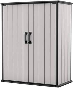 lot 88 image: Keter Premier Tall Resin Outdoor Storage Shed with Shelving Brackets for Patio Furniture, Pool Accessories, and Bikes, GreyBL