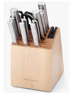 NEW Kitchen Aid Gourmet Forged Cutlery Set with Built-In Knife Sharpener