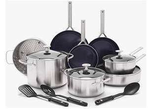 NEW Blue Diamond Stainless Steel 15 Piece Cookware Set