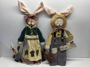 lot 50 image: Wooden Bunny Greeters