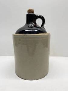 lot 65 image: Vintage Stoneware Crock Whiskey Jug
