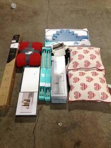 Mix lot of assorted Thresholds, 2 Mini Love Pillows, 1 red blanket, curtain rod (new) review pictures