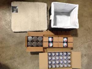 Mix Lot of assorted Suave Hand Sanitizer Unscented - 8 fl oz, Flame Candles, Laundry Basket, Sail Rug(good condition) review all pictures