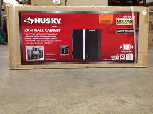 Husky 29 in. H x 28 in. W x 12 in. D Steel Garage Wall Cabinet (good condition) review all pictures