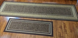 lot 82 image: Area Rug and Runner in Neutral Colors & Simple Pattern