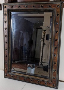 lot 48 image: Rustic Allen & Roth Studded Wall Mirror