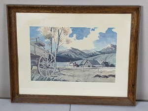 lot 124 image: Mountain Ranch Framed Artwork by G. Hazard