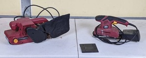 lot 42 image: Pair of Chicago Electric Sanders 3 x 21 Belt Sander and Finishing Sander