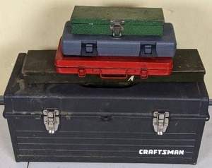 lot 32 image: Craftsman Tool Box with Tools and 4 Socket Sets