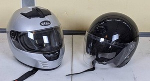lot 129 image: Lot of 2 Motorcycle Helmets Bell & Jet II Brands