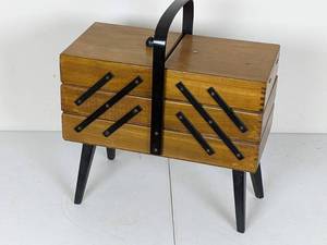 lot 131 image: Wood Accordion Style Sewing Storage Cabinet