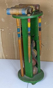 lot 32 image: Vintage Croquet Set w Stand