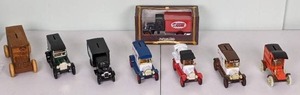 lot 11 image: Set of (8) Vintage Truck Banks Land OLakes, Fanny Farmer Candies, Hardware Hank, True Value, & More
