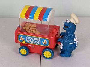 lot 142 image: Rare Vintage GE Illco Sesame Street Cookie Monster Wagon Works