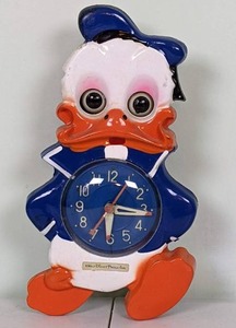 lot 150 image: RARE Vintage Donald Duck Clock with Moving Eyes