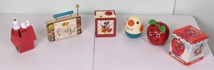 lot 144 image: Vintage Childrens Toys  Fisher Price, Peanuts Snoopy Bank, Mickey Mouse Clock