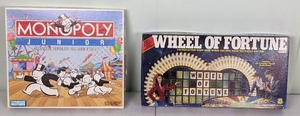 lot 163 image: Lot of 2 Board Games Monopoly Junior and Wheel of Fortune