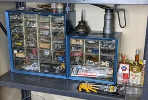 lot 182 image: Huge Miscellaneous Lot of Light Work Tools Screws, Drill Bits, Cork Plugs, Chains, Hooks and More