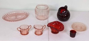 lot 186 image: Assortment of Vintage Red Glass Serveware
