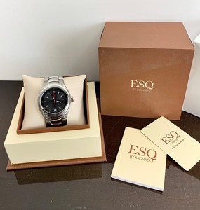lot 3 image: ESQ Swiss By Movado Mens Stainless Steel Black Dial Watch wOriginal Packaging
