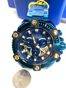 lot 23 image: Brand New INVICTA Coalition Forces Blue Label Stainless Steel Mens Watch wBlue Waterproof Invicta Case