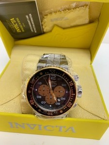 lot 30 image: Brand New INVICTA Chronograph Stainless Steel Black & Gold Face Mens Watch
