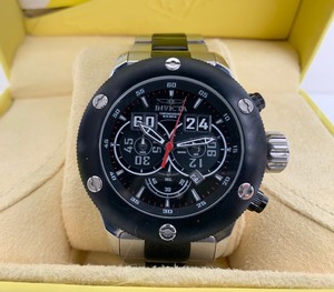 lot 33 image: INVICTA Diver 2-Tone Black & Silver Stainless Steel Black Dial Mens Watch