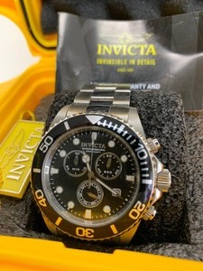 lot 38 image: INVICTA Pro Diver Stainless Steel Black Dial Mens Watch