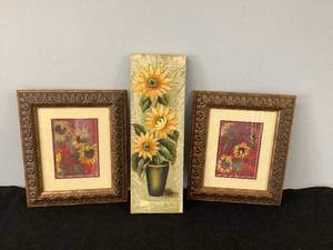 Set of 3 Sunflower Dcor Pictures