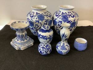 Vintage Blue and White Porcelain Dcor set