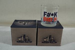 lot 285 image: Novelty Anti-Biden Rocks Glasses