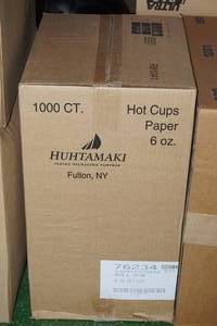 lot 151 image: 1000 Huhtamaki 6 Oz Paper Hot Cups - Bull Run Coffee