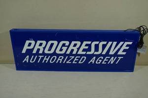 lot 166 image: Progressive Insurance Authorized Agent Lighted Sign